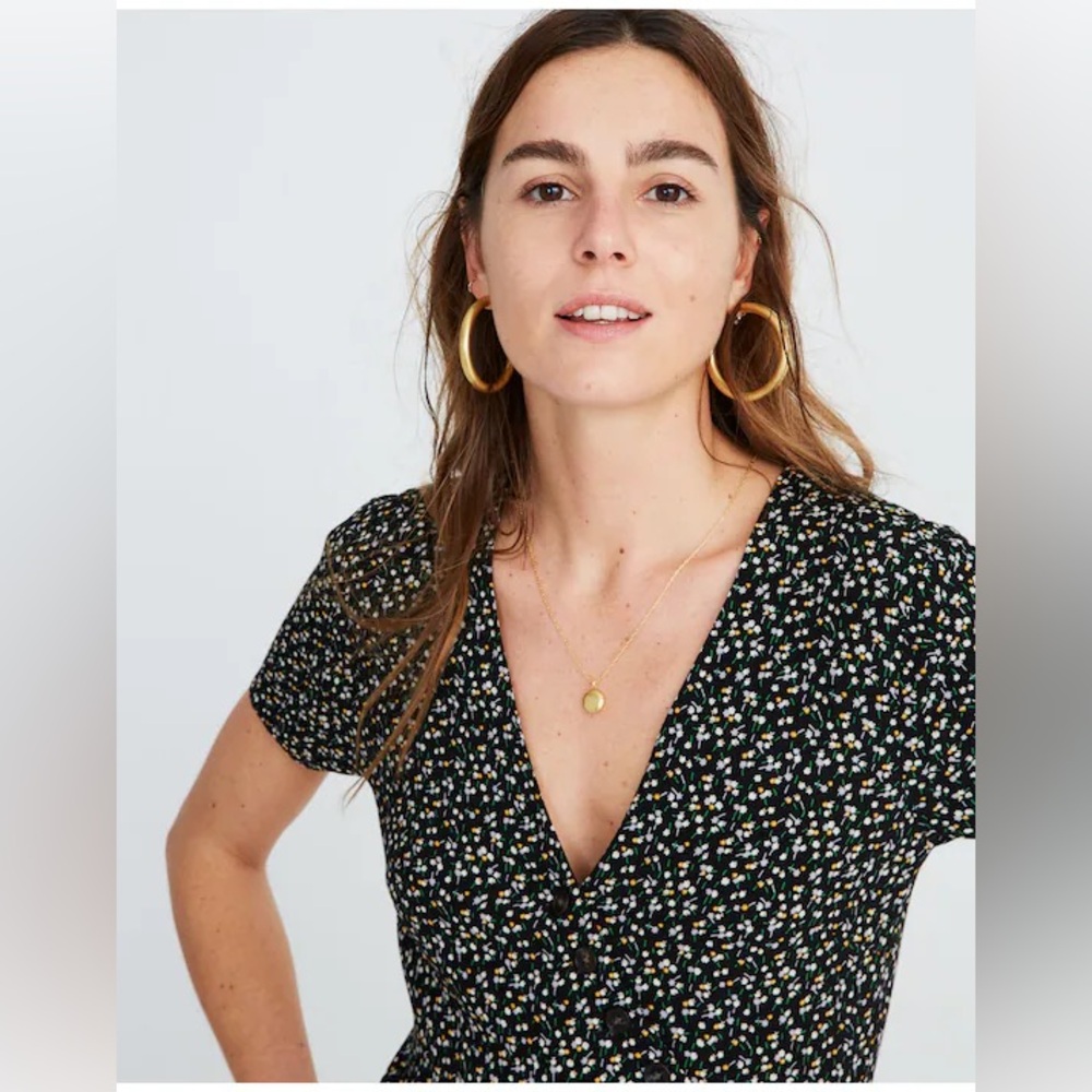 Madewell Black Floral Mini Dress - Picture 3 of 5